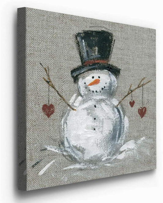 Renditions Gallery Snowman with Hearts Wall Art, Cute Christmas & Winter Artwork,