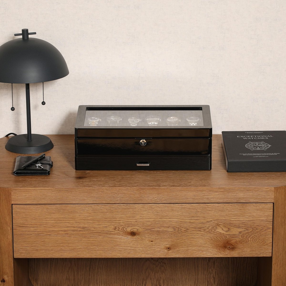 12 - Slot Matte Black Watch Box with Valet Drawers – collection_name – Luxury Collection – Amazon affiliate