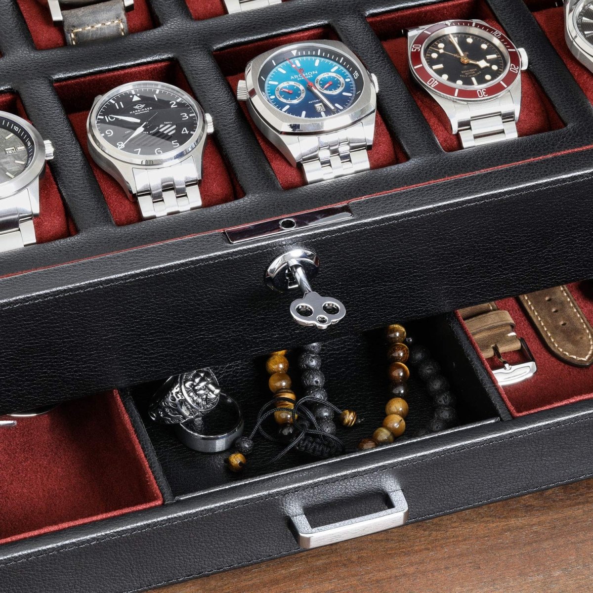 12 - Slot Matte Black Watch Box with Valet Drawers – collection_name – Luxury Collection – Amazon affiliate
