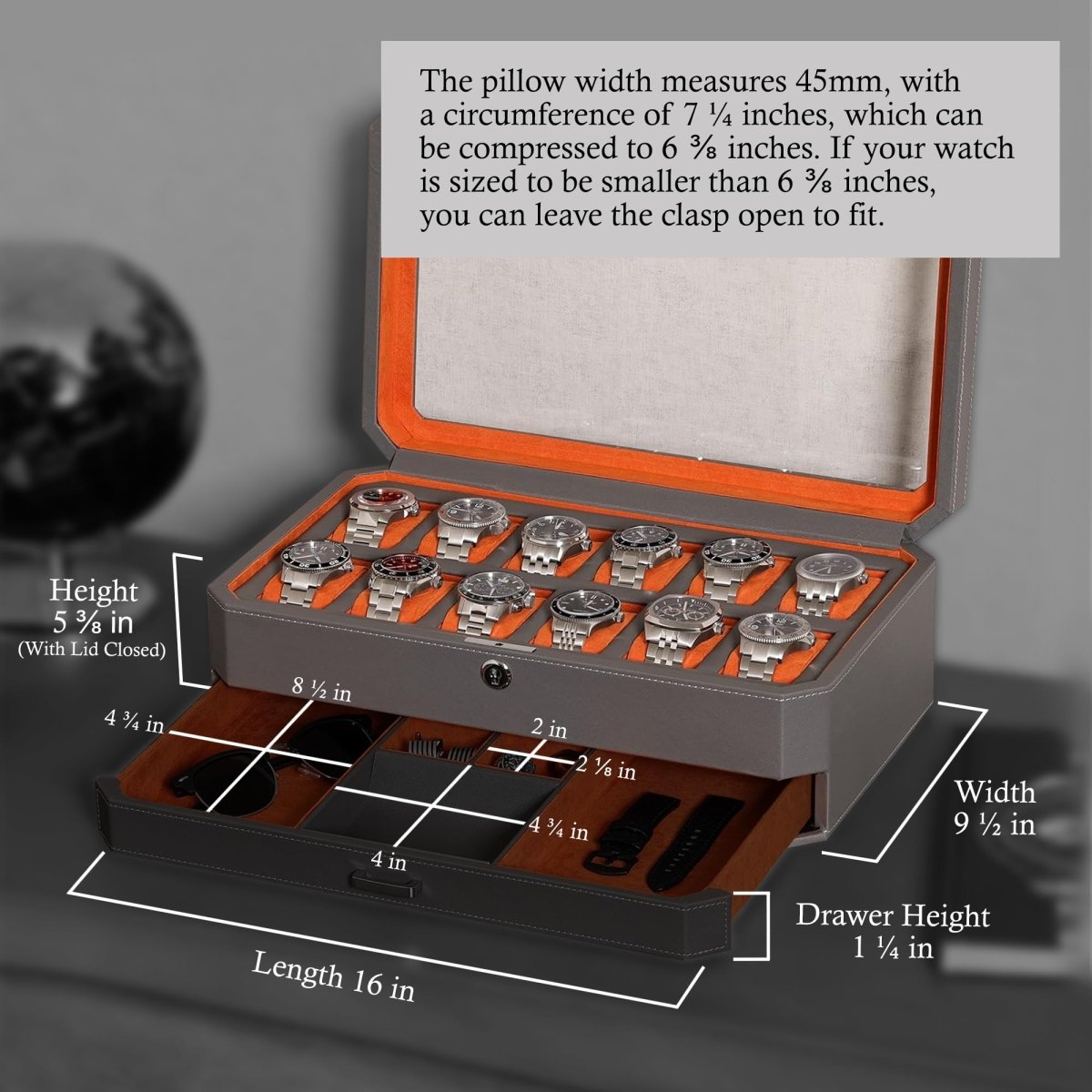 12 - Slot Matte Black Watch Box with Valet Drawers – collection_name – Luxury Collection – Amazon affiliate