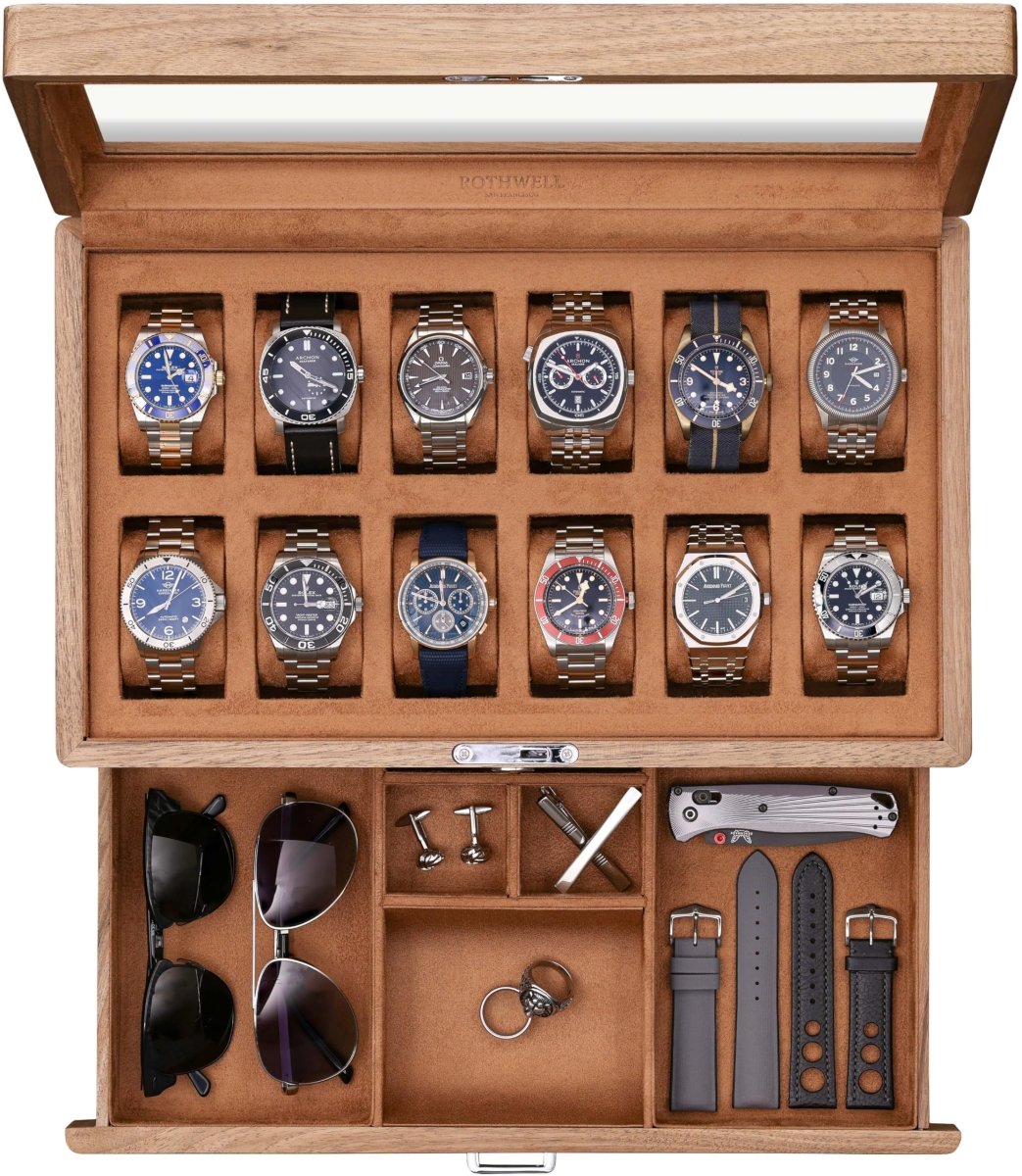 12 - Slot Matte Black Watch Box with Valet Drawers – collection_name – Luxury Collection – Amazon affiliate