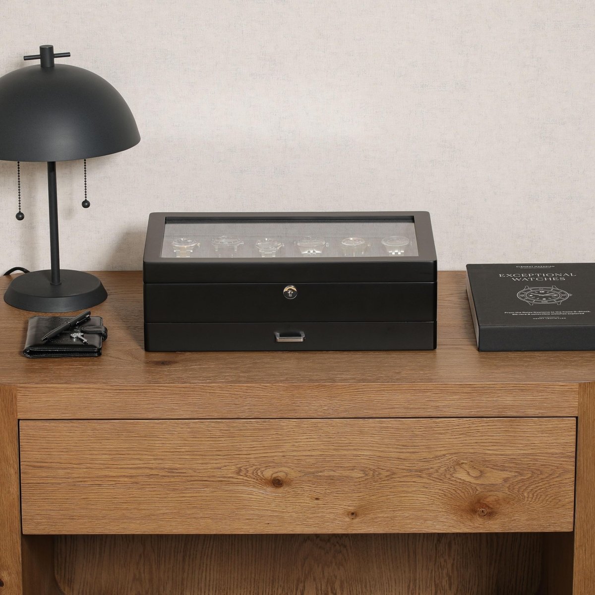 12 - Slot Matte Black Watch Box with Valet Drawers – collection_name – Luxury Collection – Amazon affiliate