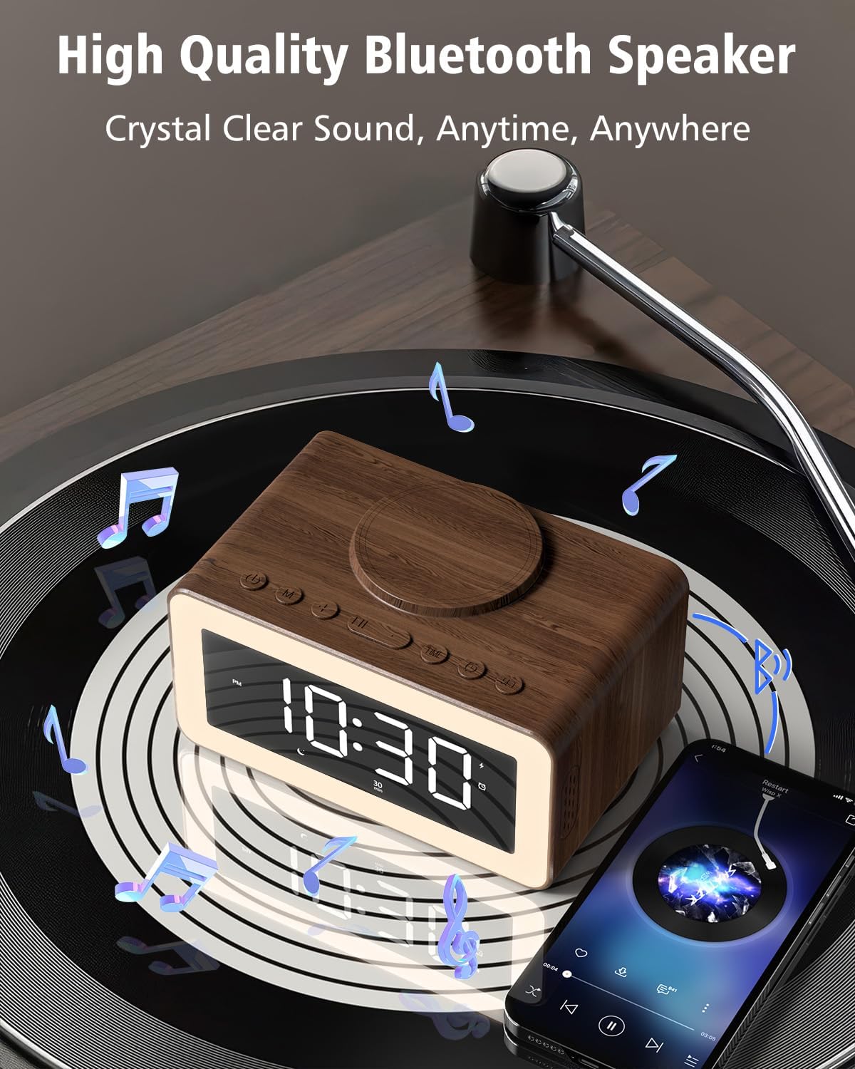 5 in 1 Alarm Clocks Bedside with Wireless Charger
