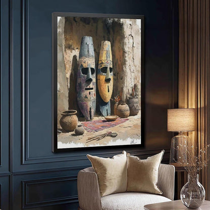 Louis & Henock, The Marshalling Commanders – African Tribal Mask Art Canvas