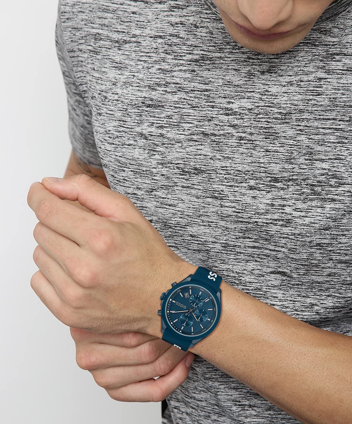 BOSS Men's 44mm Chronograph Quartz Watch Velocity Collection with Silicone Strap