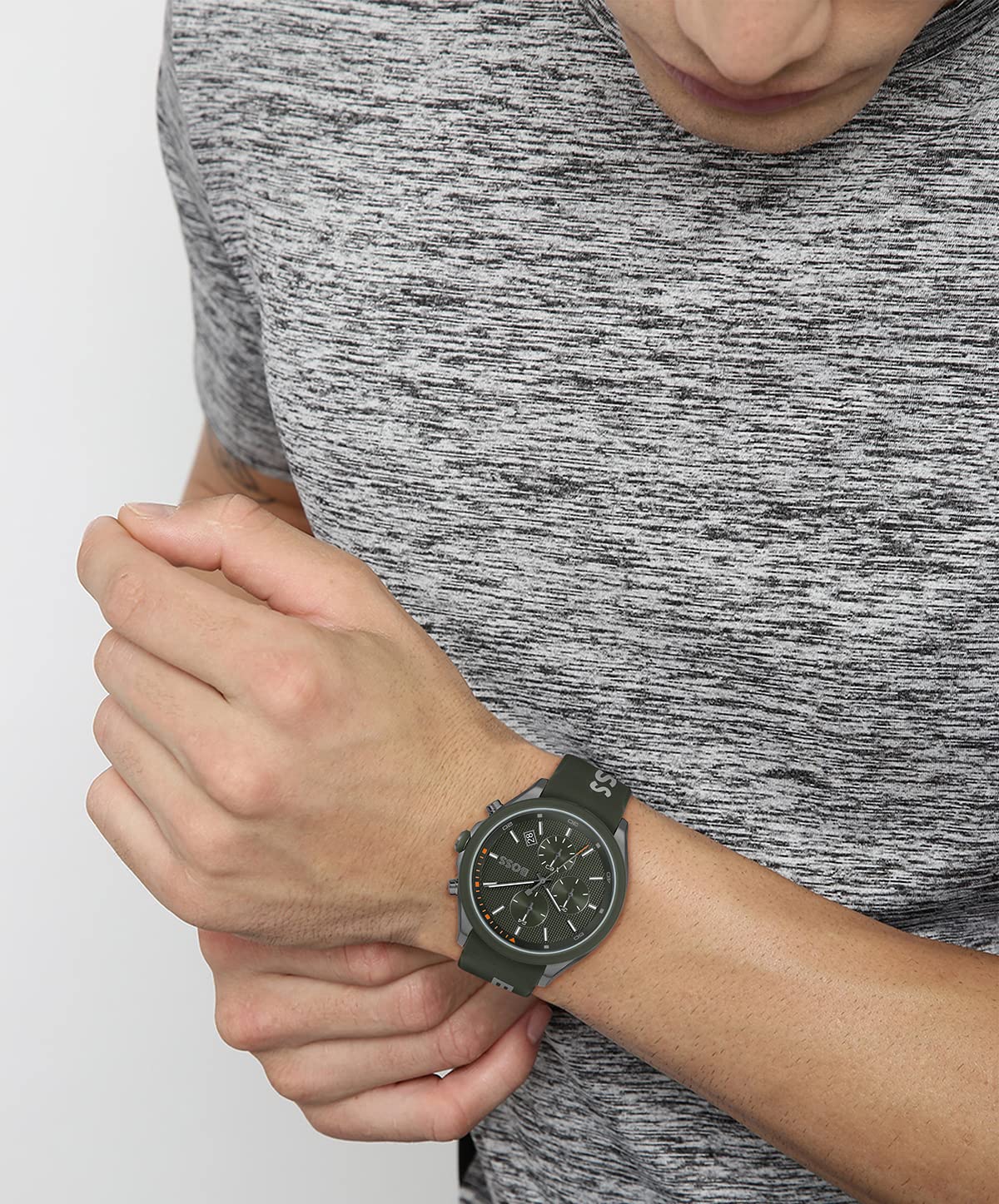 BOSS Men's 44mm Chronograph Quartz Watch Velocity Collection with Silicone Strap