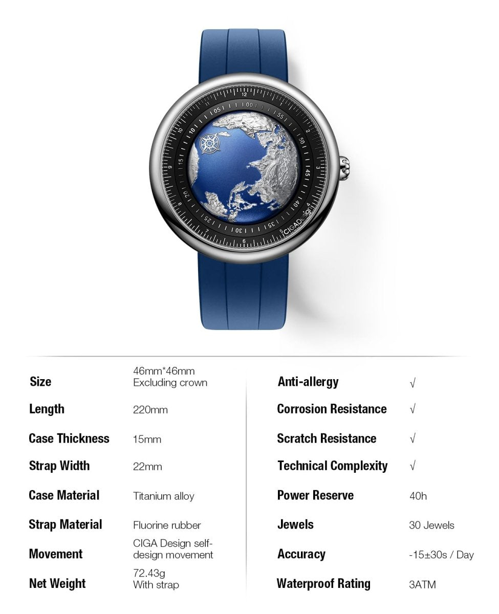 CIGA Design Mechanical Automatic Watch - Blue Planet U Series – collection_name – Luxury Collection – Amazon affiliate