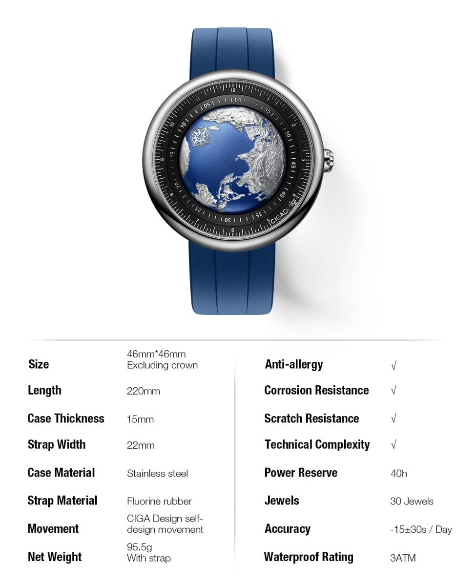 CIGA Design Mechanical Automatic Watch - Blue Planet U Series – collection_name – Luxury Collection – Amazon affiliate