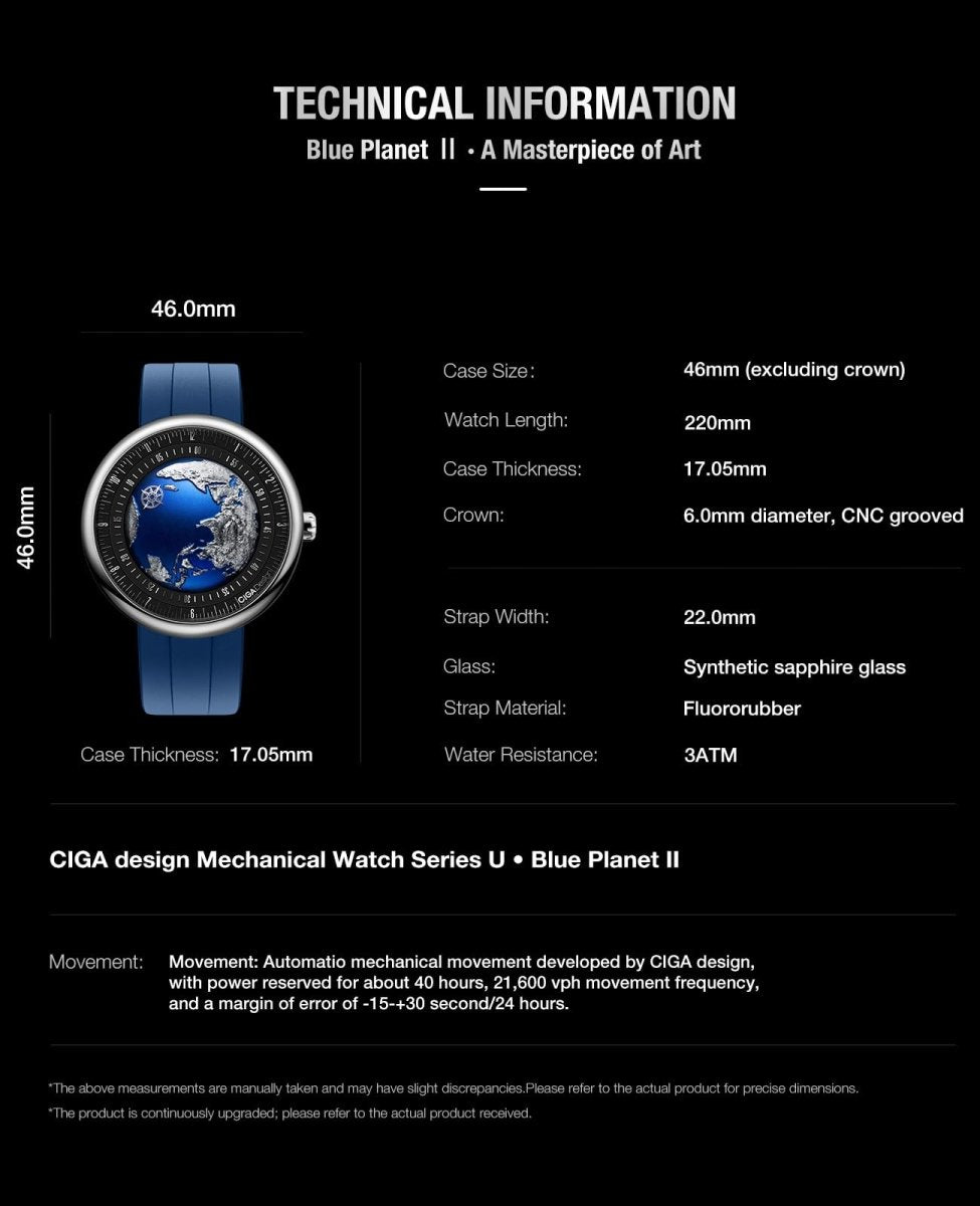 CIGA Design Mechanical Automatic Watch - Blue Planet U Series – collection_name – Luxury Collection – Amazon affiliate