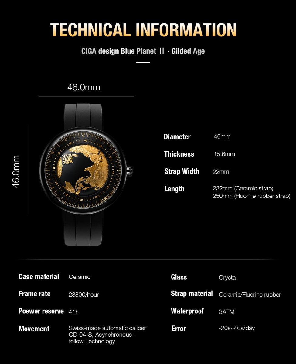 CIGA Design Mechanical Automatic Watch - Blue Planet U Series – collection_name – Luxury Collection – Amazon affiliate