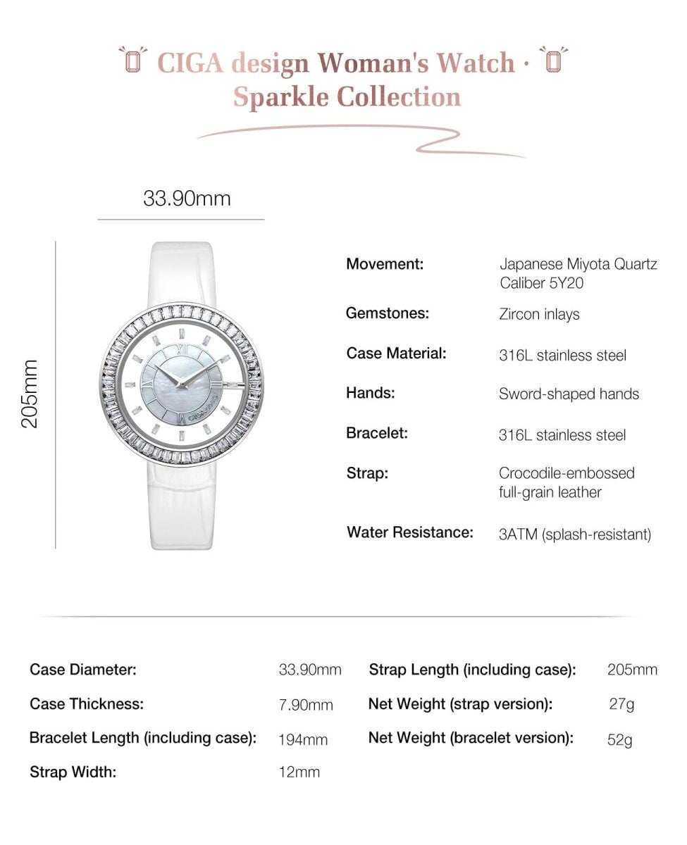CIGA Design Watches for Women Sparkle Collection