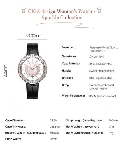 CIGA Design Watches for Women Sparkle Collection