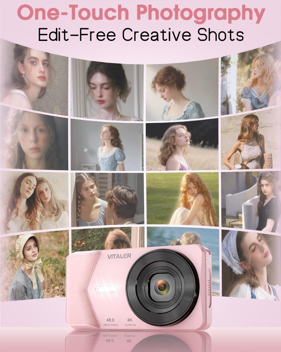 Digital Camera 4K 64MP Compact Camera with Dual Lens,2000mAh Battery, four colours