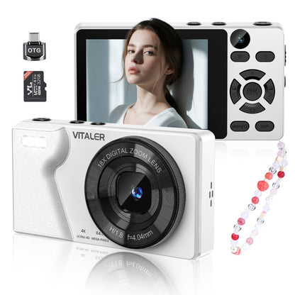 Digital Camera 4K 64MP Compact Camera with Dual Lens,2000mAh Battery, four colours