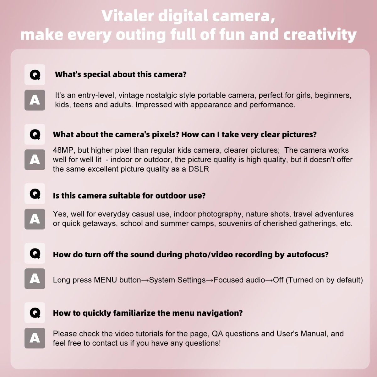 Digital Camera 4K 64MP Compact Camera with Dual Lens,2000mAh Battery, four colours