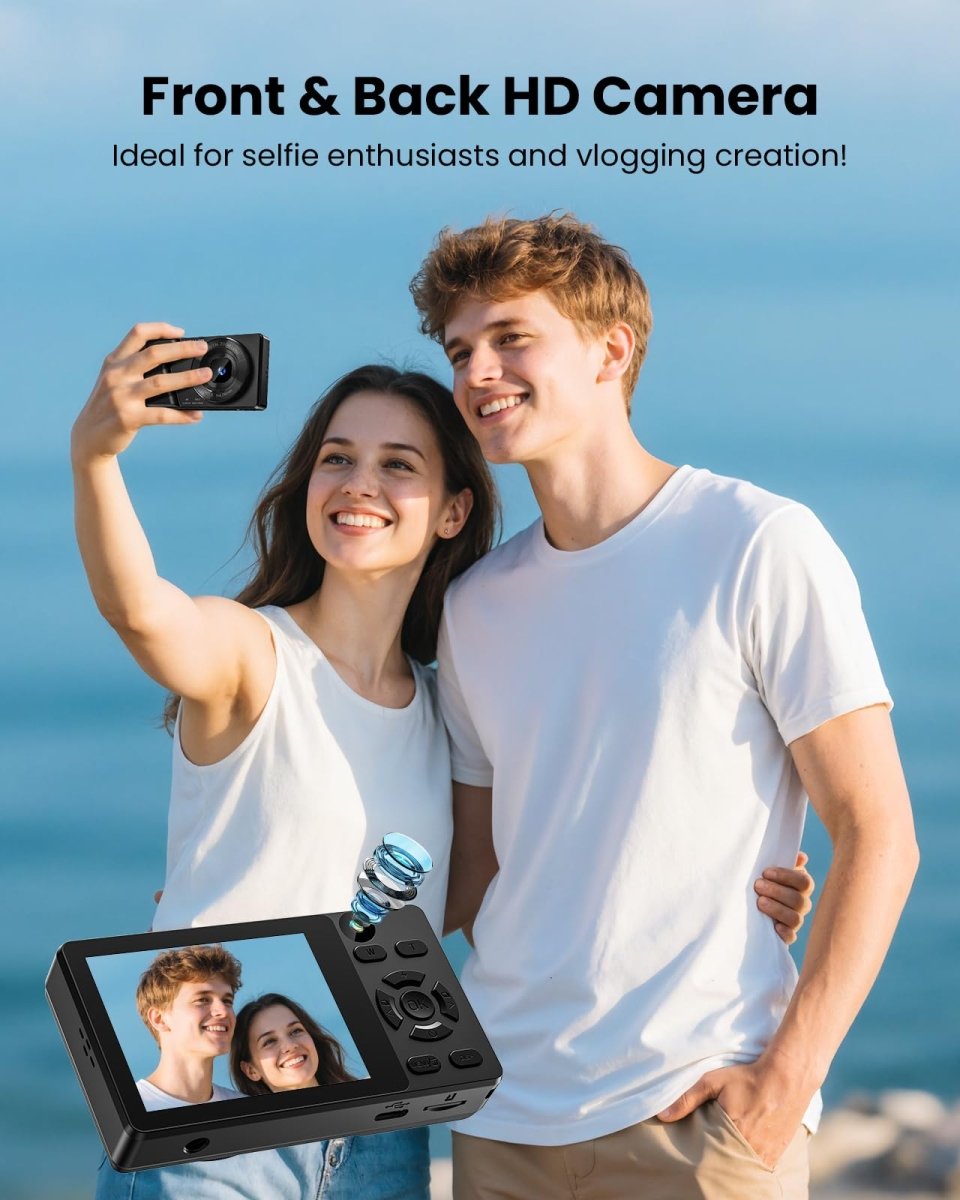 Digital Camera 4K 64MP Compact Camera with Dual Lens,2000mAh Battery, four colours