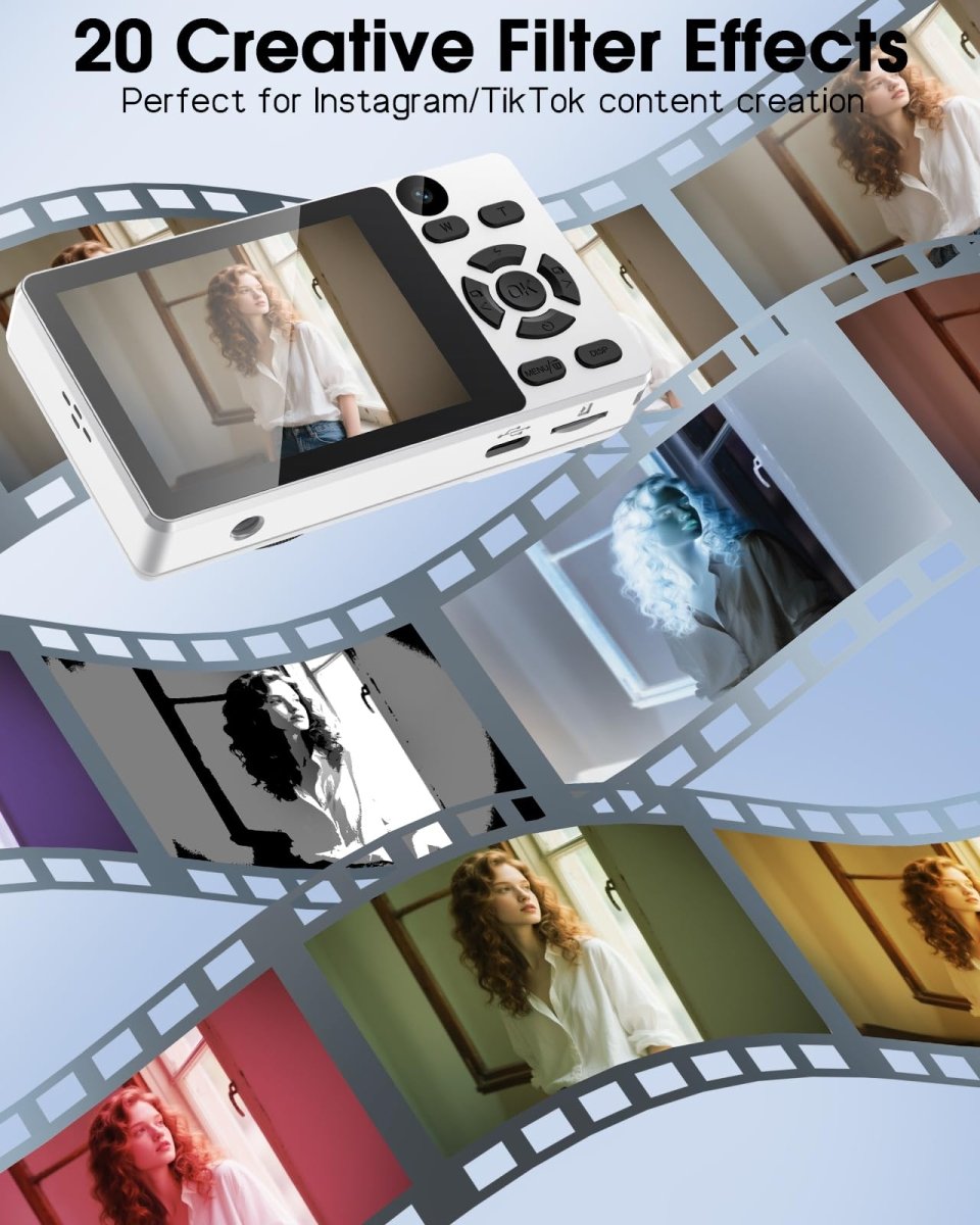 Digital Camera 4K 64MP Compact Camera with Dual Lens,2000mAh Battery, four colours