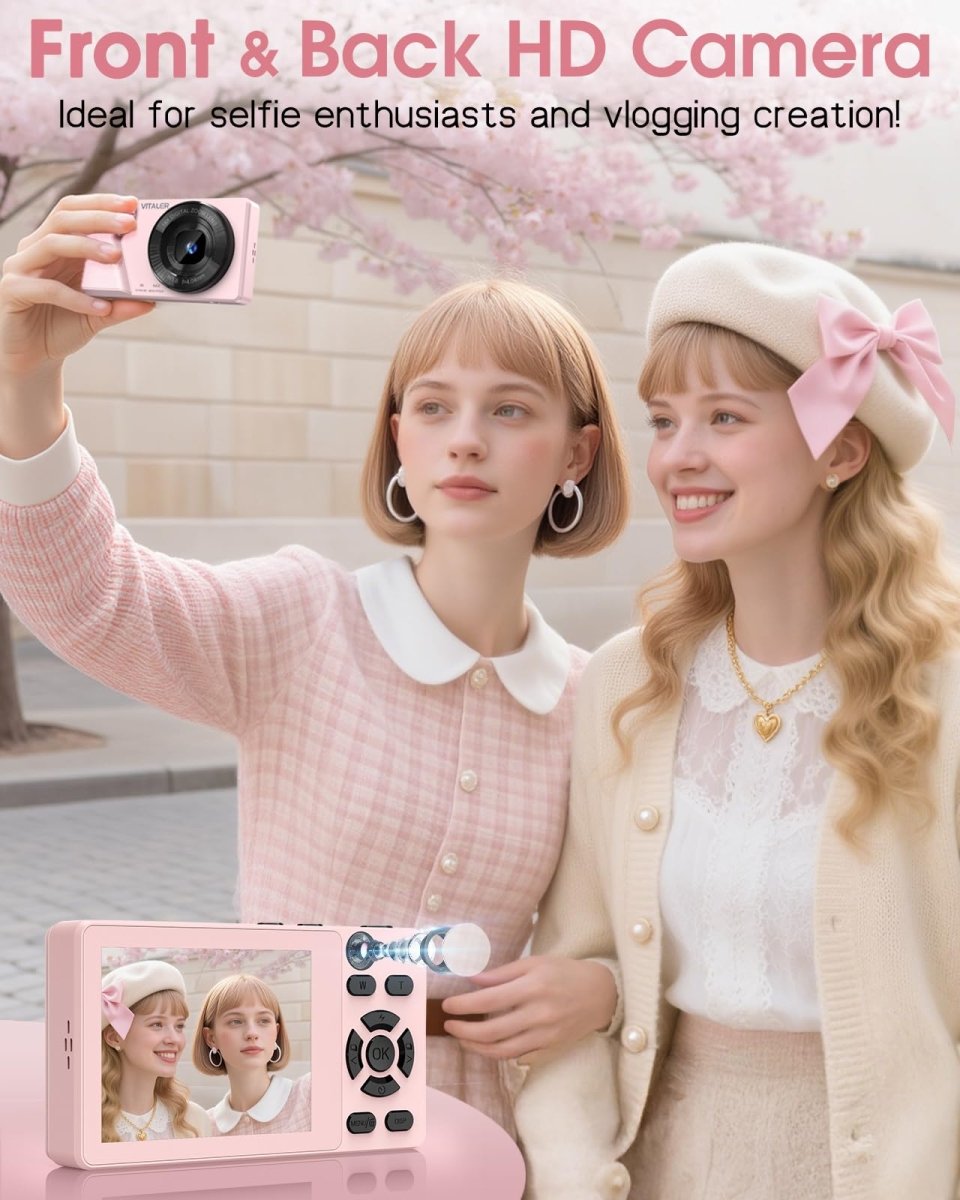 Digital Camera 4K 64MP Compact Camera with Dual Lens,2000mAh Battery, four colours