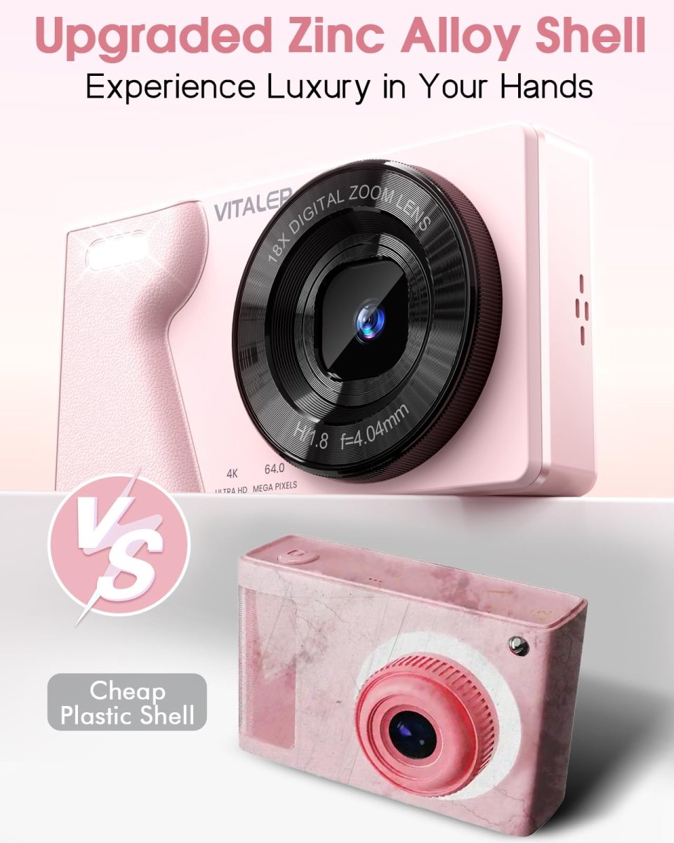 Digital Camera 4K 64MP Compact Camera with Dual Lens,2000mAh Battery, four colours