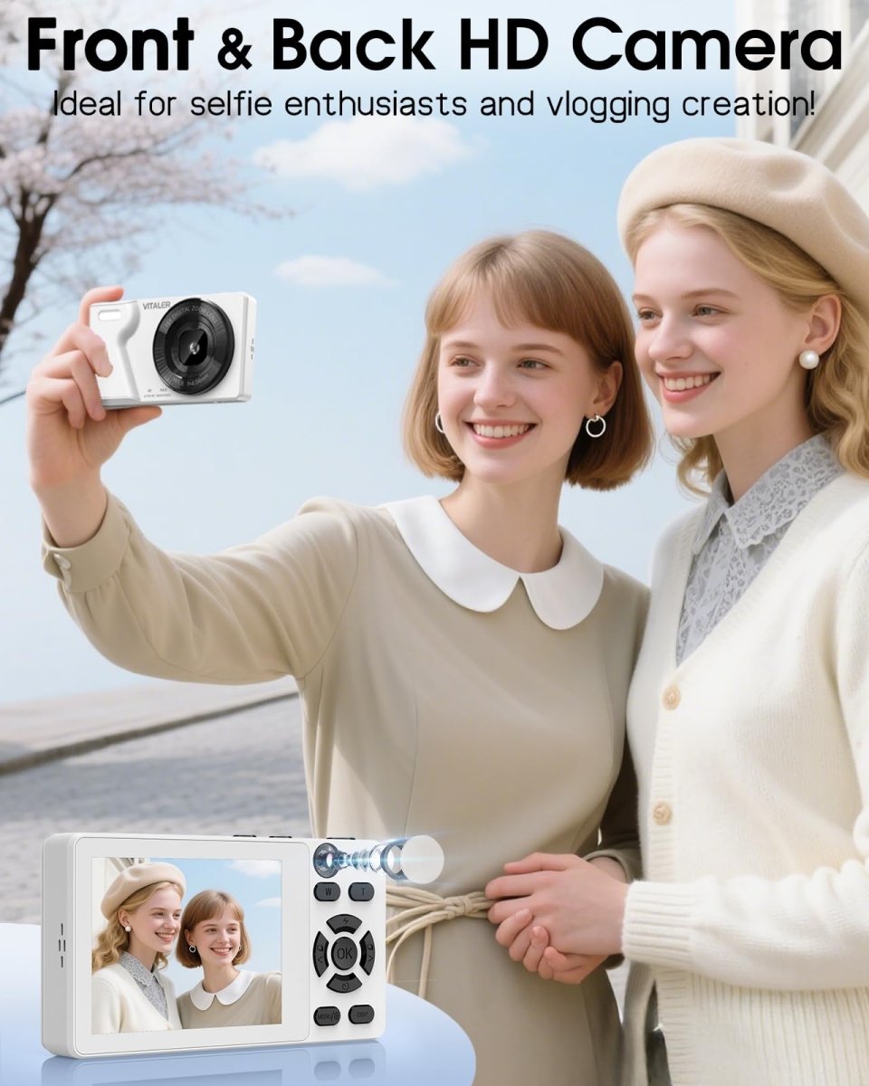 Digital Camera 4K 64MP Compact Camera with Dual Lens,2000mAh Battery, four colours