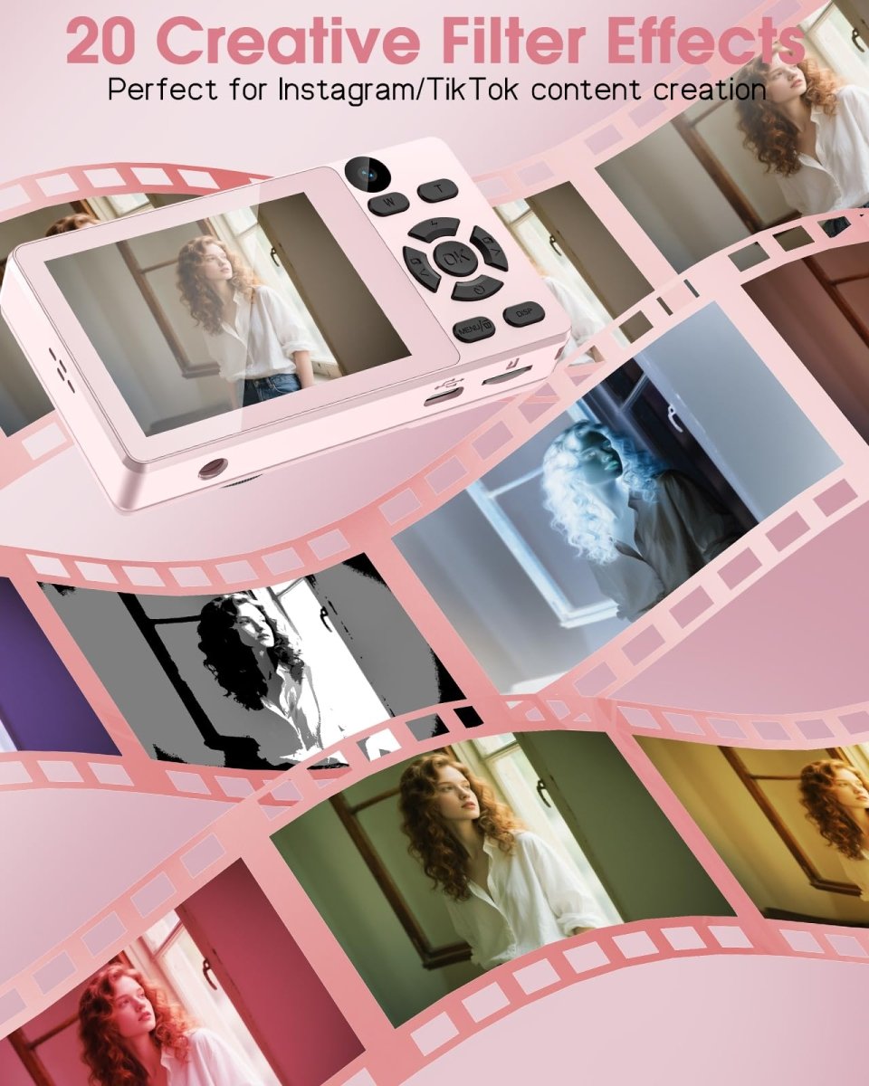 Digital Camera 4K 64MP Compact Camera with Dual Lens,2000mAh Battery, four colours