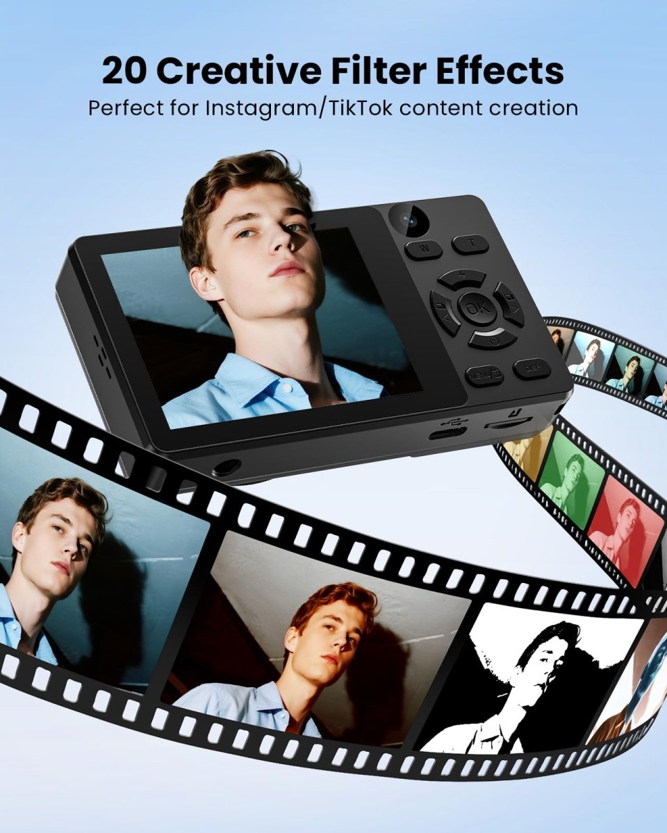 Digital Camera 4K 64MP Compact Camera with Dual Lens,2000mAh Battery, four colours