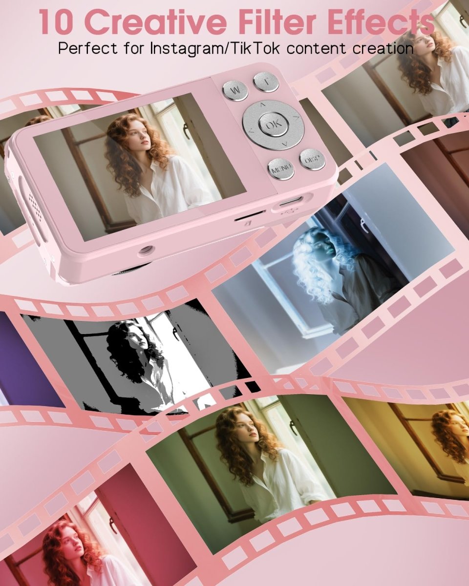 Digital Camera 4K 64MP Compact Camera with Dual Lens,2000mAh Battery, four colours