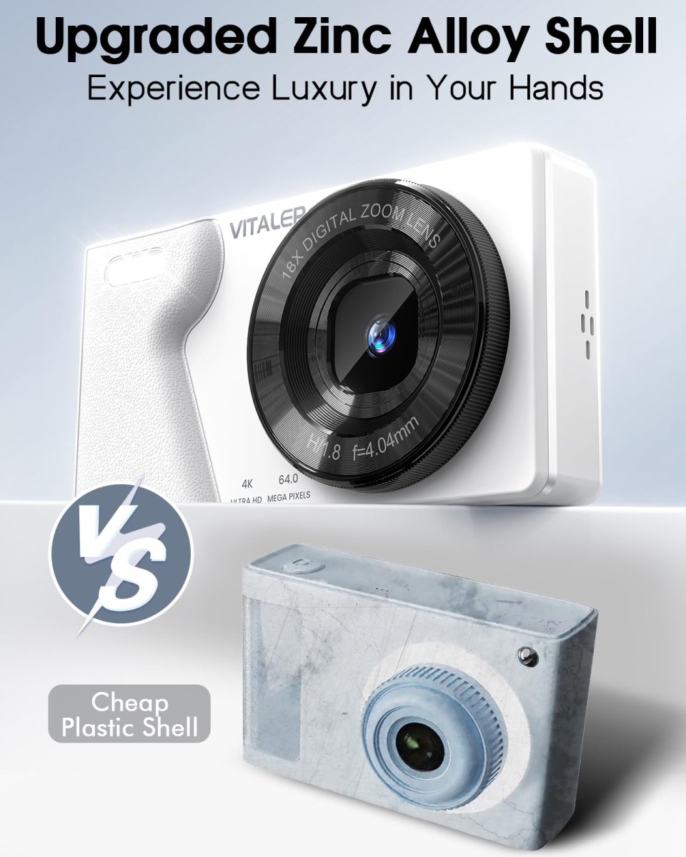 Digital Camera 4K 64MP Compact Camera with Dual Lens,2000mAh Battery, four colours