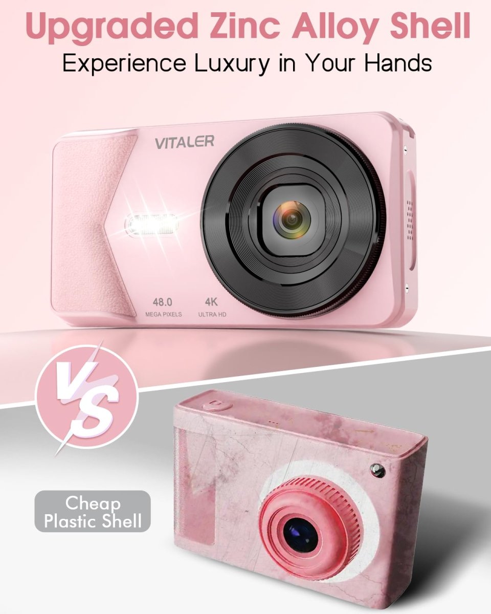 Digital Camera 4K 64MP Compact Camera with Dual Lens,2000mAh Battery, four colours