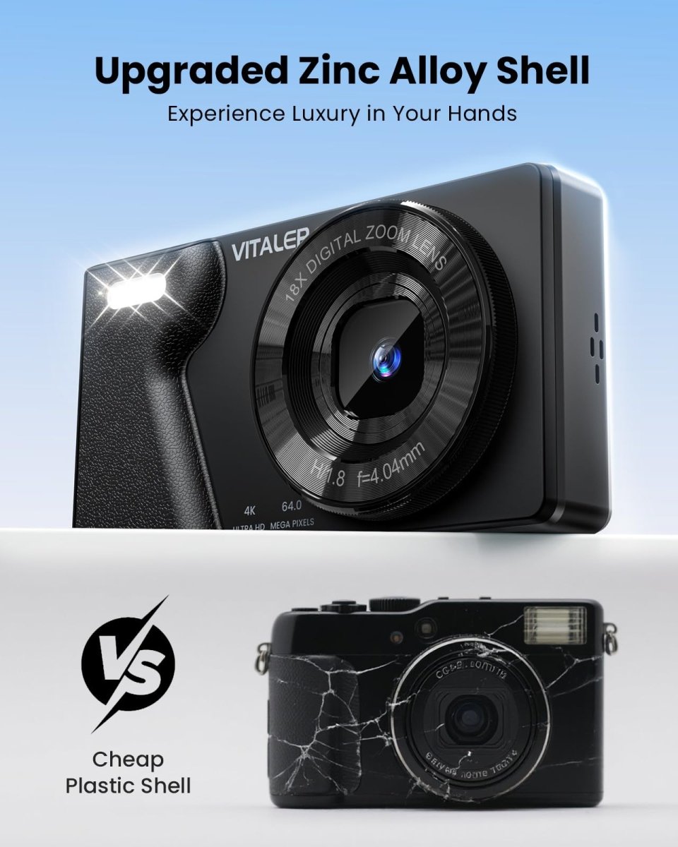 Digital Camera 4K 64MP Compact Camera with Dual Lens,2000mAh Battery, four colours