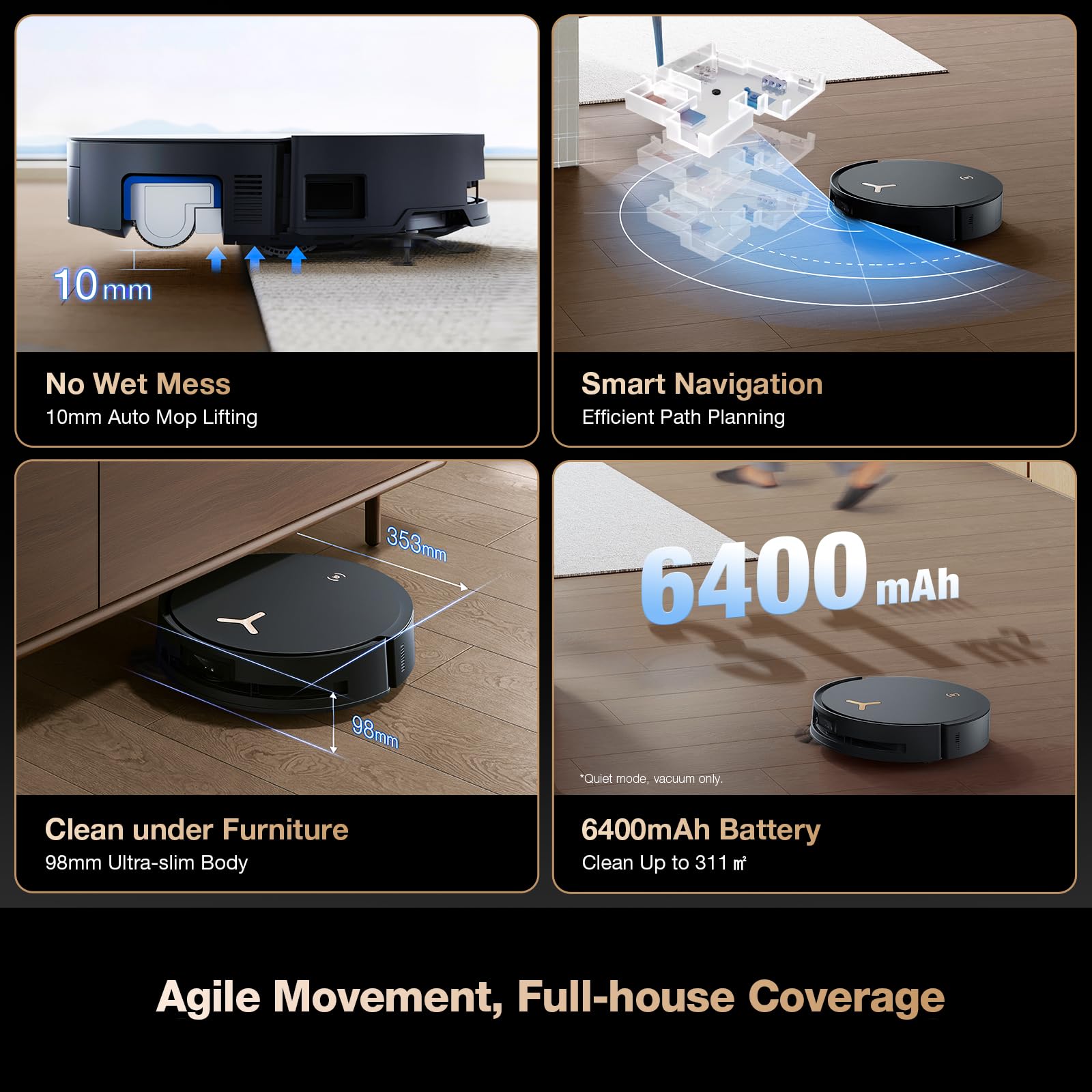 ECOVACS DEEBOT X8 PRO OMNI Robot Vacuum and Mop, 18000Pa, OZMO ROLLER Instant Self - Washing Mopping, 40 - 75℃ Hot Water