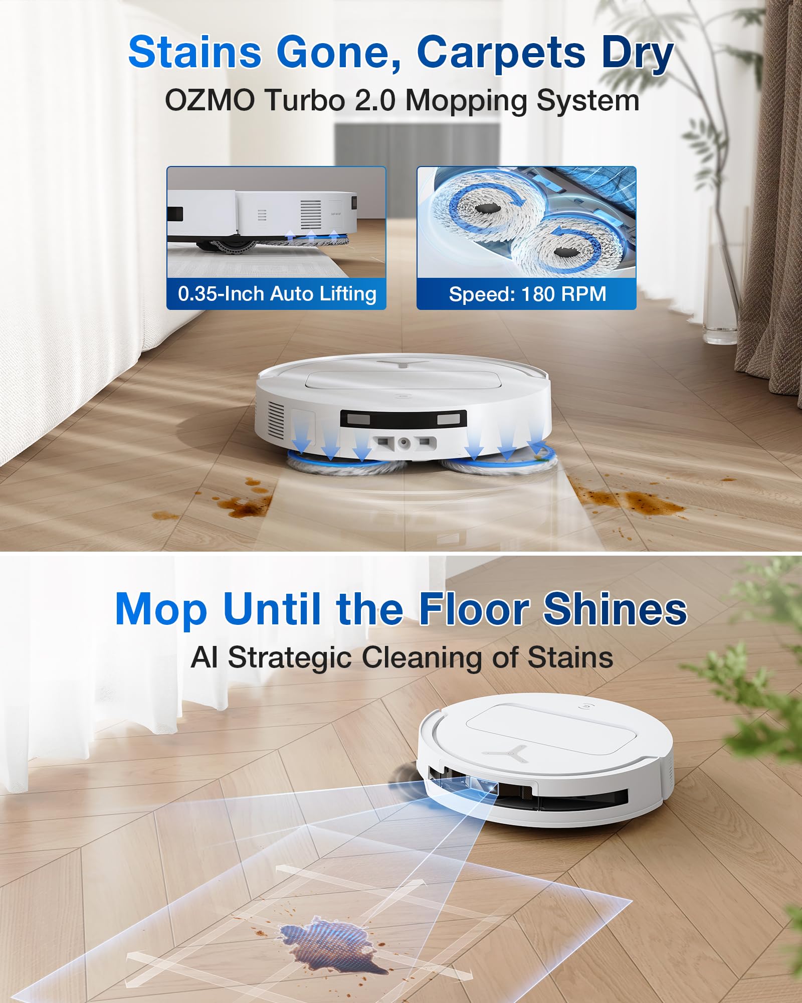 ECOVACS DEEBOT X8 PRO OMNI Robot Vacuum and Mop, 18000Pa, OZMO ROLLER Instant Self - Washing Mopping, 40 - 75℃ Hot Water