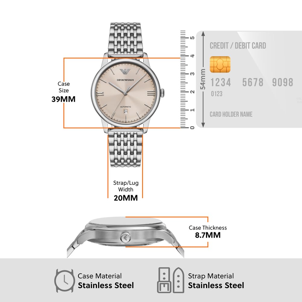 Emporio Armani Men's Analog Automatic Watch with Stainless Steel Strap – collection_name