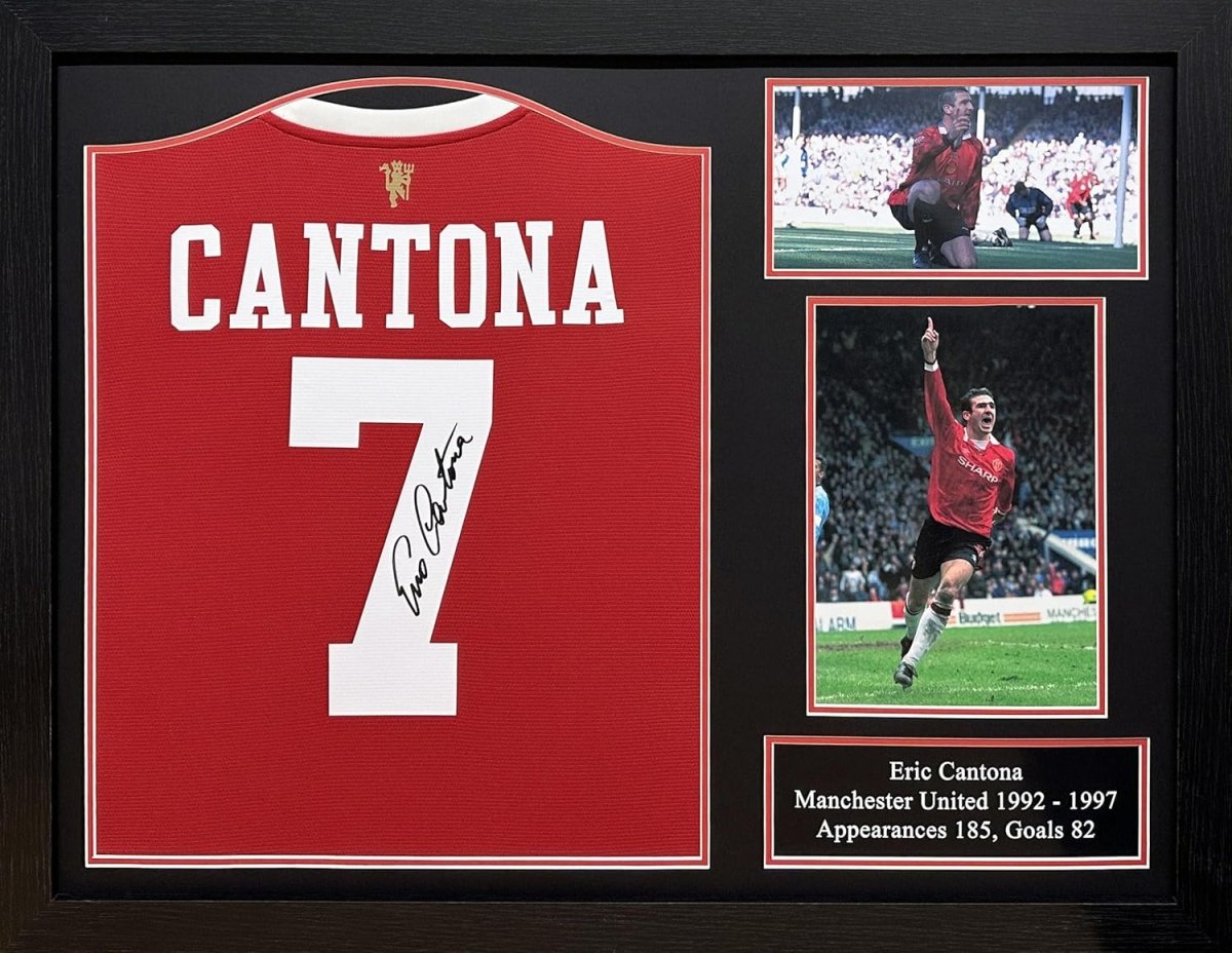 Eric Cantona Signed Man United Shirt - COA & Proof - Professionally Framed – #collection_name#