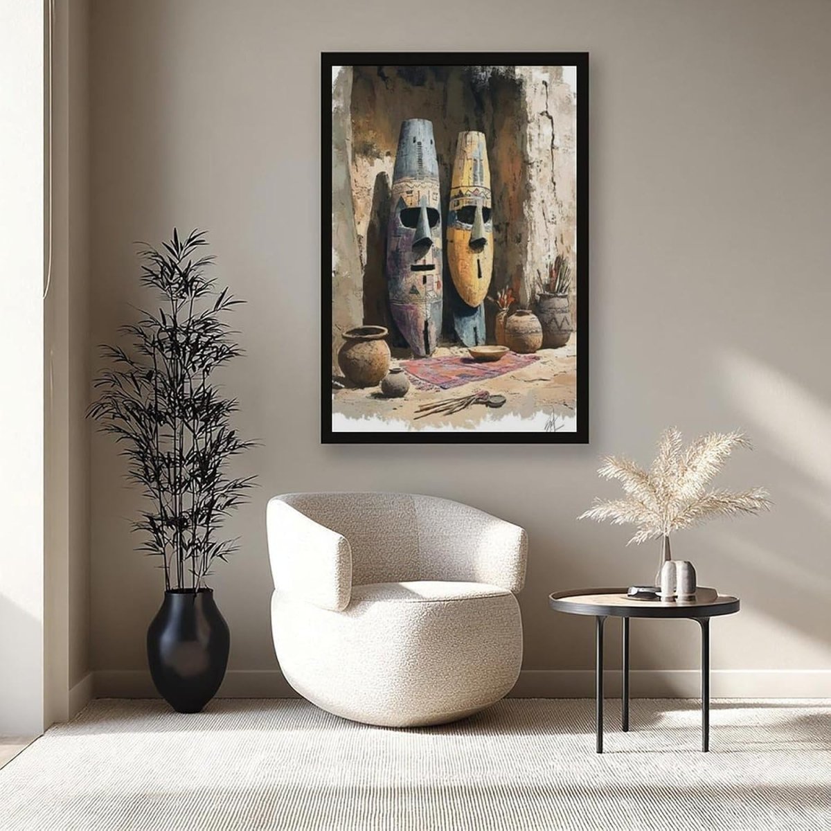 Louis & Henock, The Marshalling Commanders – African Tribal Mask Art Canvas - Arythmos Ena