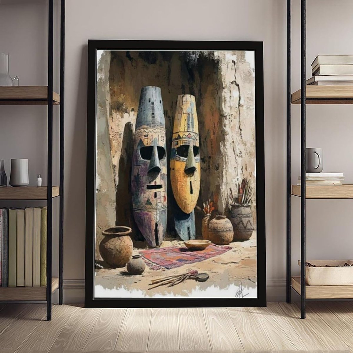 Louis & Henock, The Marshalling Commanders – African Tribal Mask Art Canvas - Arythmos Ena