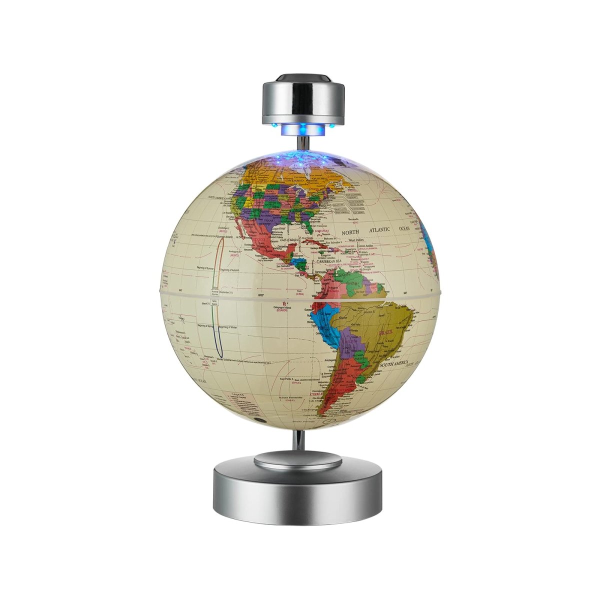 Magnetic Levitation Floating Globe, 8'' Magnetic Levitating Globe LED Illuminated World Map