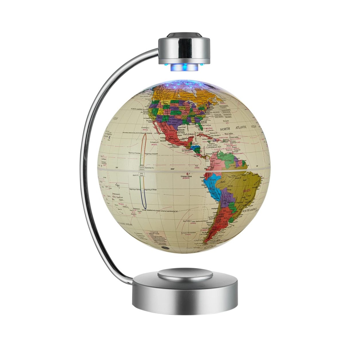 Magnetic Levitation Floating Globe, 8'' Magnetic Levitating Globe LED Illuminated World Map