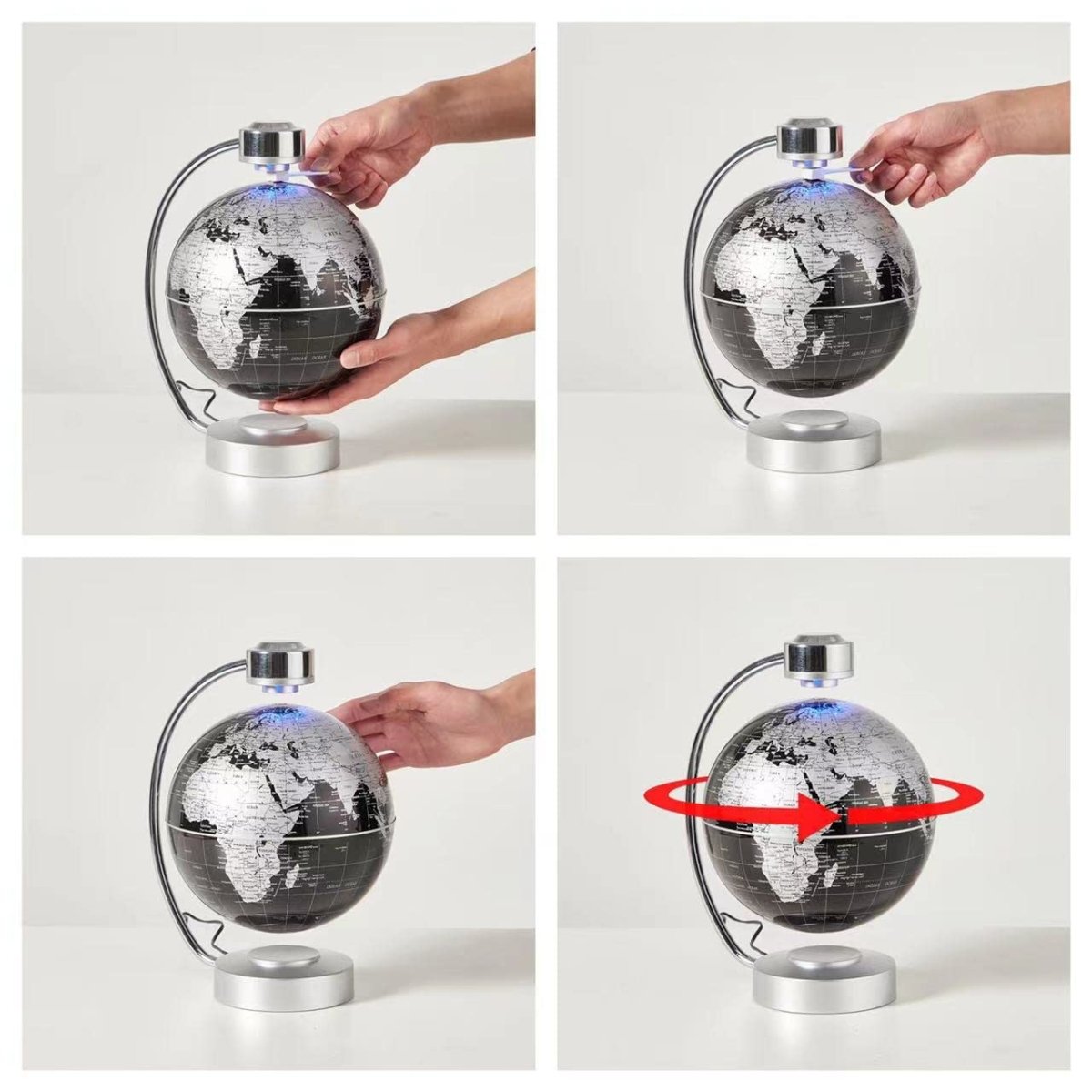 Magnetic Levitation Floating Globe, 8'' Magnetic Levitating Globe LED Illuminated World Map