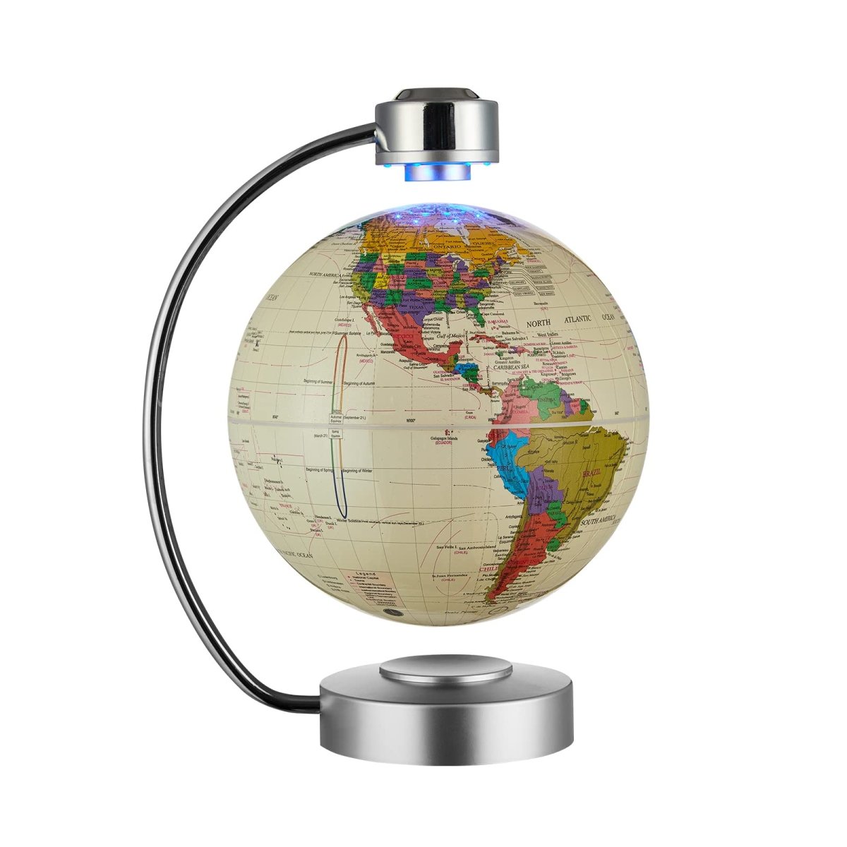 Magnetic Levitation Floating Globe, 8'' Magnetic Levitating Globe LED Illuminated World Map