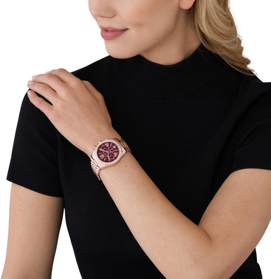 Michael Kors Lexington Watch for Women, Quartz Chronograph Movement with Stainless Steel Strap