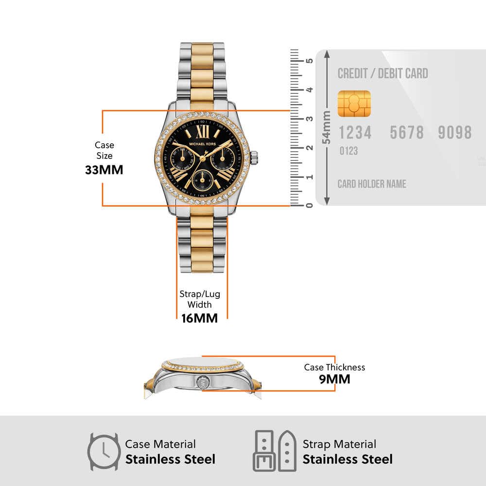 Michael Kors Lexington Watch for Women, Quartz Chronograph Movement with Stainless Steel Strap
