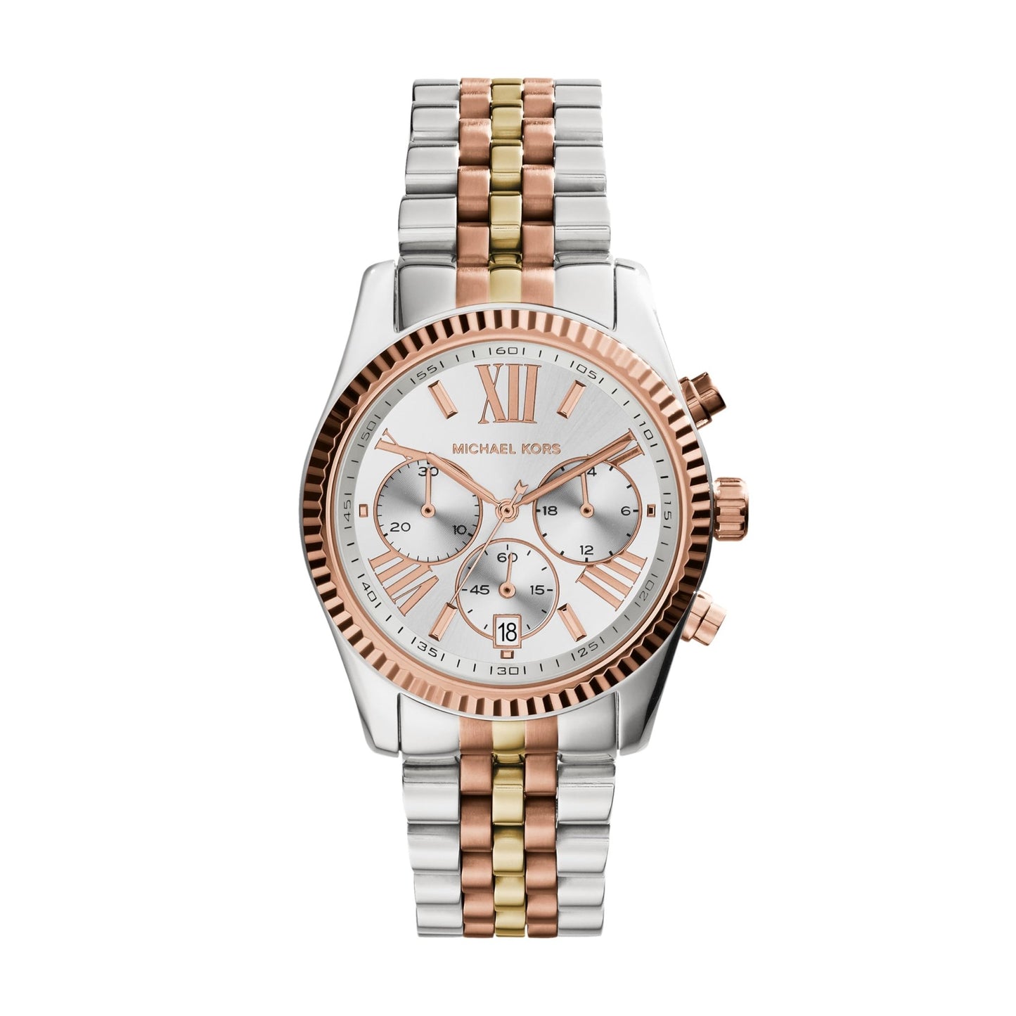 Michael Kors Lexington Watch for Women, Quartz Chronograph Movement with Stainless Steel Strap
