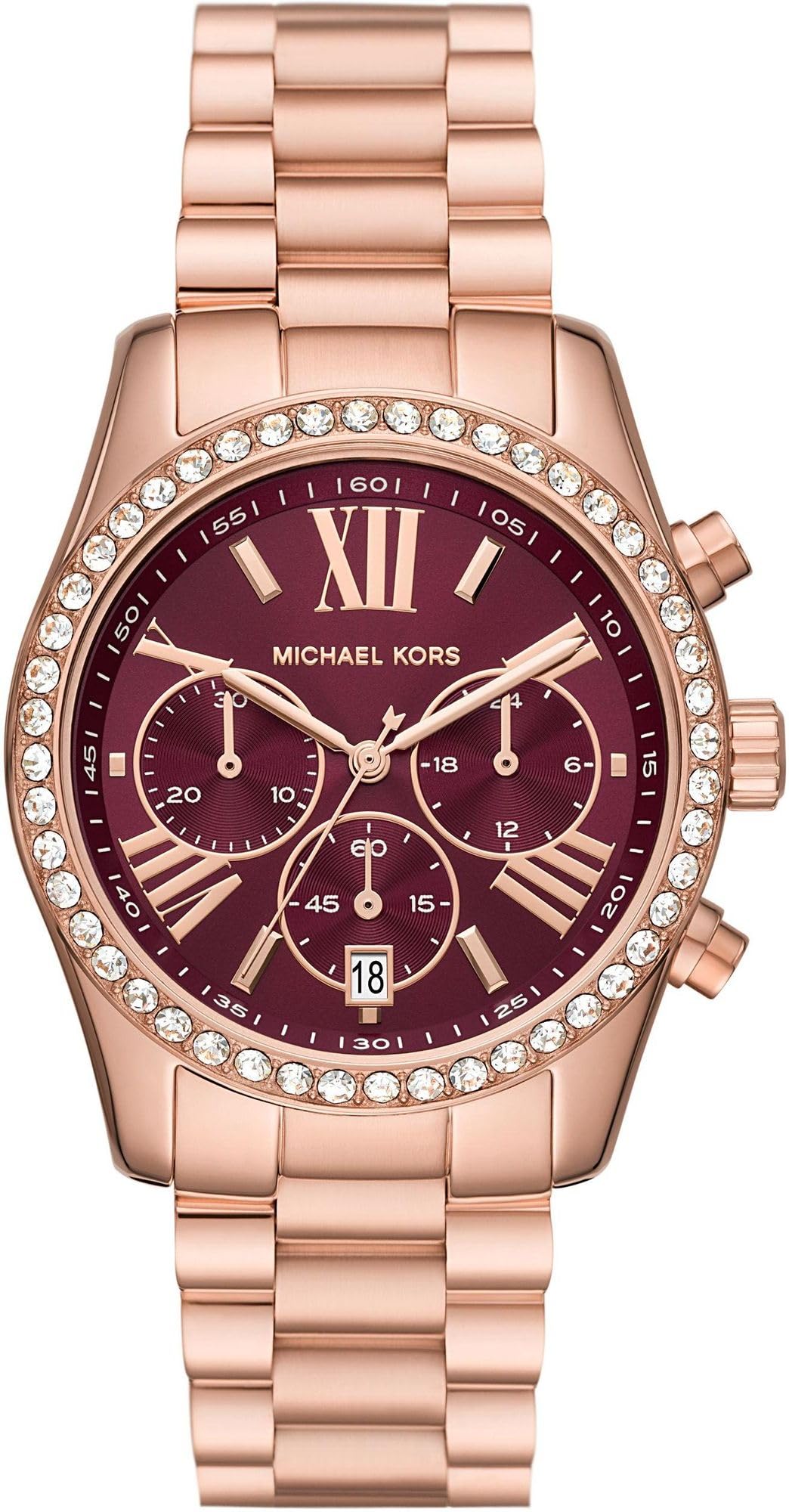 Michael Kors Lexington Watch for Women, Quartz Chronograph Movement with Stainless Steel Strap