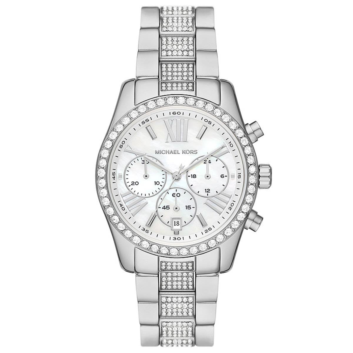 Michael Kors Lexington Watch for Women, Quartz Chronograph Movement with Stainless Steel Strap