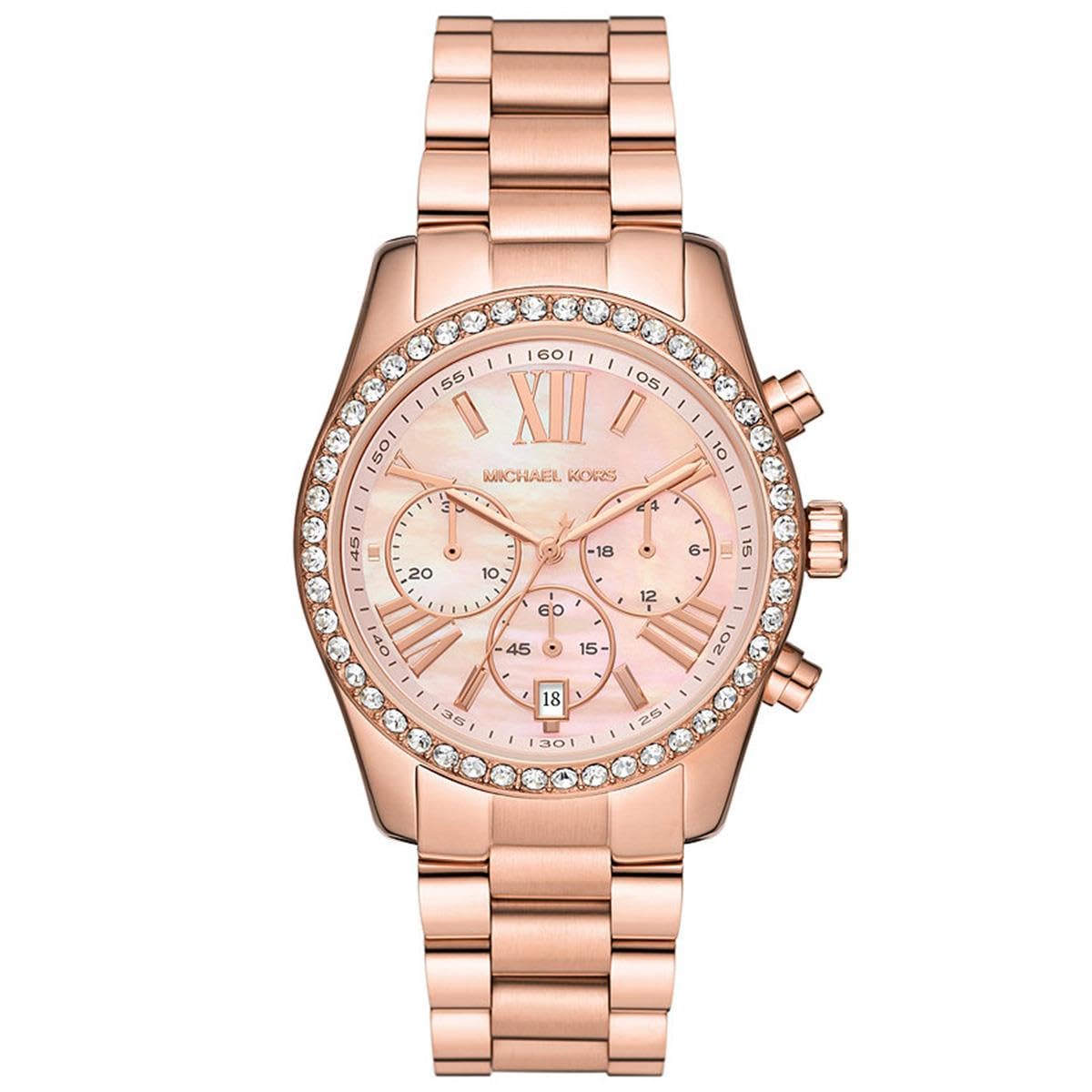 Michael Kors Lexington Watch for Women, Quartz Chronograph Movement with Stainless Steel Strap