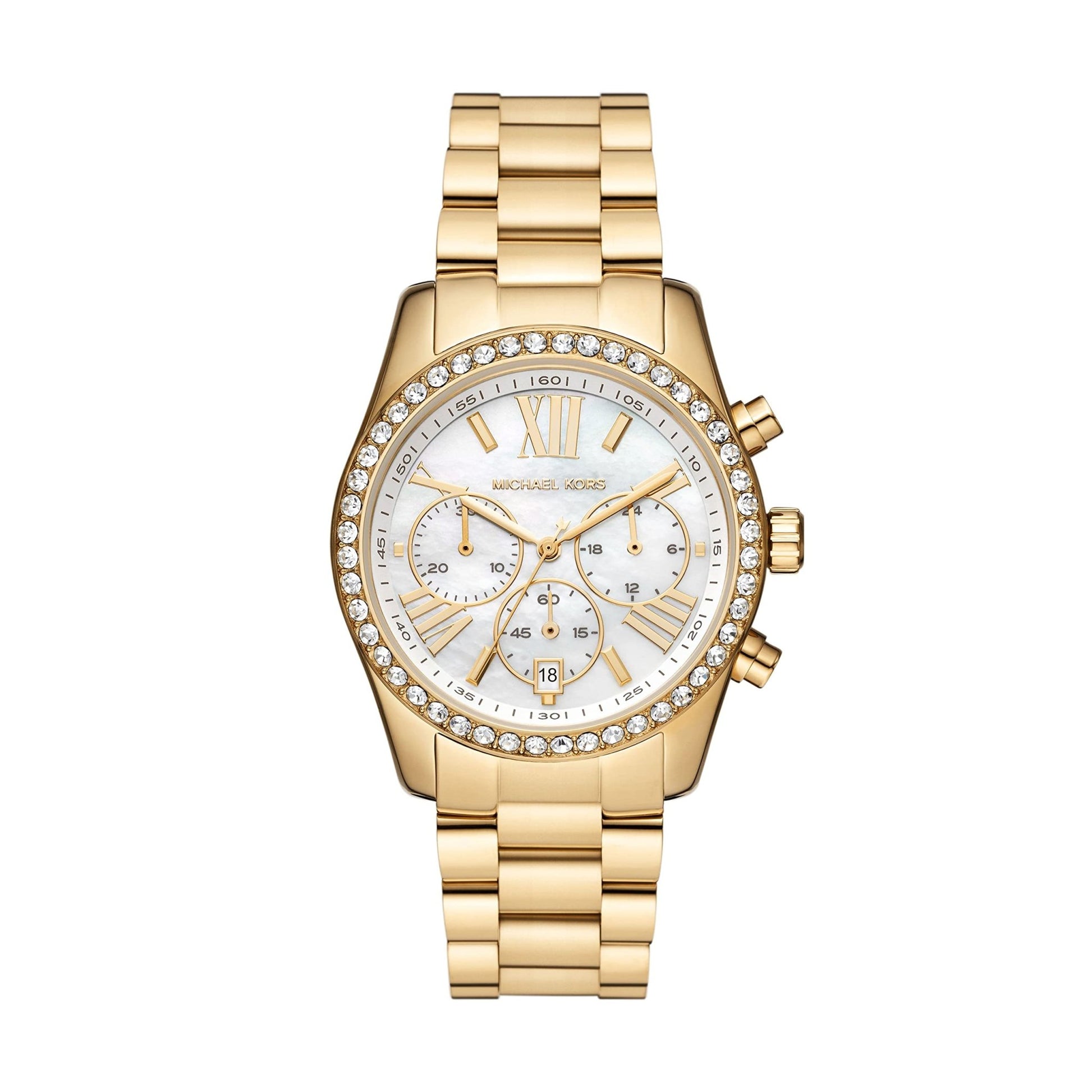 Michael Kors Lexington Watch for Women, Quartz Chronograph Movement with Stainless Steel Strap