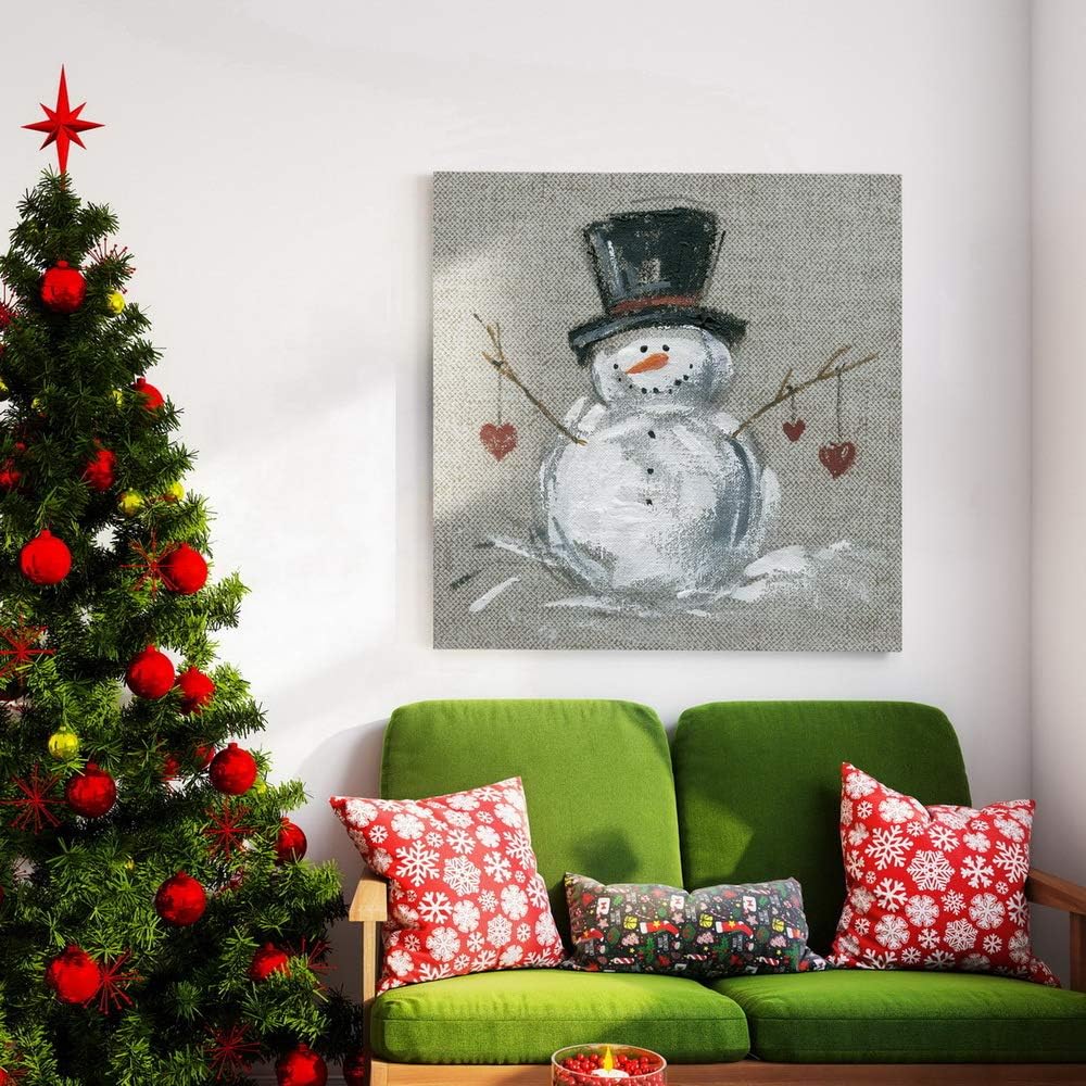 Renditions Gallery Snowman with Hearts Wall Art, Cute Christmas & Winter Artwork,