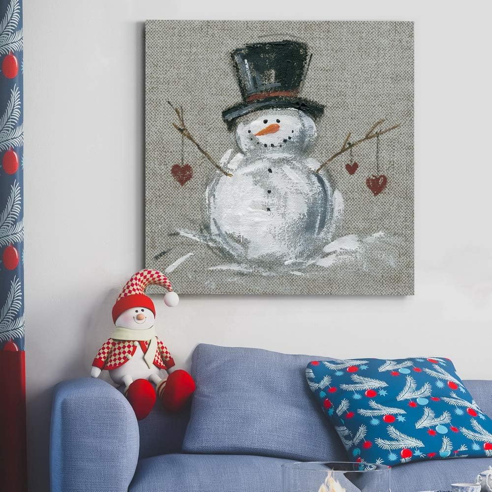 Renditions Gallery Snowman with Hearts Wall Art, Cute Christmas & Winter Artwork,