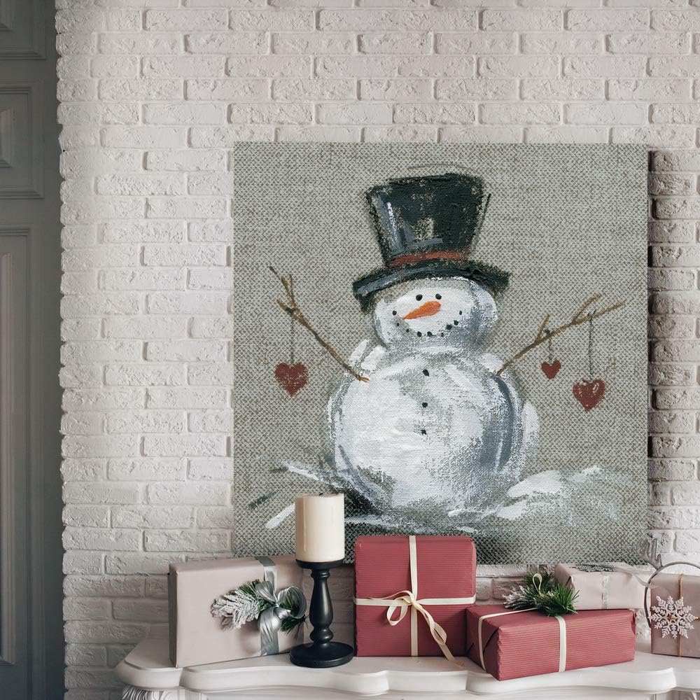 Renditions Gallery Snowman with Hearts Wall Art, Cute Christmas & Winter Artwork,